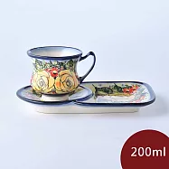 波蘭陶 繁花逸麗系列 花茶杯+茶托點心盤組 200ml 波蘭手工製
