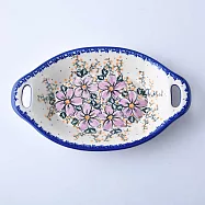 波蘭陶 粉紫私語系列 雙耳長形深餐盤 32.5cm 波蘭手工製