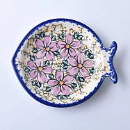 波蘭陶 粉紫私語系列 魚形盤 波蘭手工製