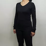 Route8八號公路 女 WARM 小V領抗菌保暖衣 XS 黑