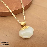 開運飾品。如意雙魚天然和闐玉925純銀金色吊墜.單墜 (單墜價格不含鍊)