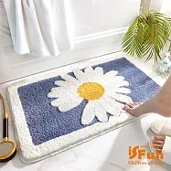 【iSFun】清新雛菊*加厚吸水絨毛腳踏浴室地墊40X60cm 藍