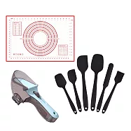 愛麗絲茶會西點製作組(鉑金烘焙墊+抹刀工具組+可調節量勺) 紅烘焙墊+黑抹刀