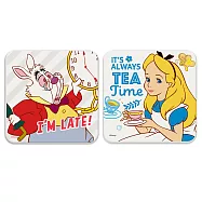 迪士尼Disney 愛麗絲 小木偶 柴郡貓 珪藻土吸水杯墊 (兩入組)_ 白兔與下午茶