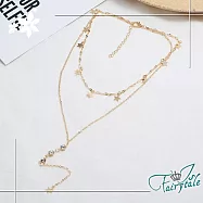 【伊飾童話】明日之星*水鑽雙層流蘇鈦鋼項鍊 金