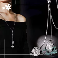 【伊飾童話】晶鑽葉片*流蘇伸縮水鑽長鍊 銀