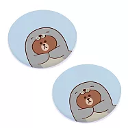 LINE FRIENDS 可愛叢林風 珪藻土瞬吸水杯墊 (同款2入/組)_ 海豹熊大