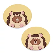 LINE FRIENDS 可愛叢林風 珪藻土瞬吸水杯墊 (同款2入/組)_ 刺蝟熊大