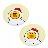 LINE FRIENDS 可愛叢林風 珪藻土瞬吸水杯墊 (同款2入/組)_ 小雞莎莉