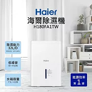 【Haier 海爾】32L/D 高效能 除濕機 H180FA1TW 白色