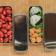 宜手作 x CB JAPAN長型不鏽鋼便當盒+TPU上蓋2入組(紅/粉上蓋)