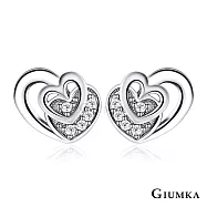 GIUMKA純銀耳環S925純銀耳釘女愛心耳飾 心心相映 情人節生日禮物聖誕節送禮推薦 MFS06015 銀色一對