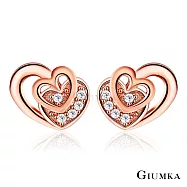 GIUMKA純銀耳環S925純銀耳釘女愛心耳飾 心心相映 情人節生日禮物聖誕節送禮推薦 MFS06015 玫金色一對