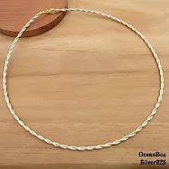 45cm。質感義大利彩金麻花雙色S925純銀軟項鍊.義大利純銀單戴鍊《附贈禮盒+拭銀布》