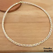 45cm。質感編織五線三彩義大利S925純銀軟項鍊.義大利純銀單戴鍊《附贈禮盒+拭銀布》