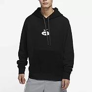 Nike M NSW SL FT PO HOODIE [DM5463-070] 男 連帽上衣 帽T 毛巾布 舒適 黑白 M 黑/白