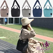 【iSPurple】休閒文青*簡約防水尼龍手提肩背包/顏色可選 天藍