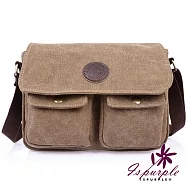 【iSPurple】經典複刻*帆布男性斜垮方肩背包/顏色可選 卡其