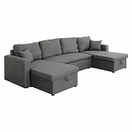 IDEA-克萊森亞麻布雙貴妃沙發 淺灰色