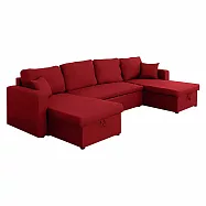 IDEA-克萊森亞麻布雙貴妃沙發 紅色