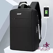 【iSPurple】精簡商務*尼龍充電大容量中性後背包 黑