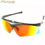 台灣製PHOTOPLY可掀式大聯盟太空防爆鏡片太陽眼鏡(高貴黑鏡框+IR抗紅外線)