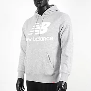 New Balance [AMT83528AG] 男 連帽上衣 經典LOGO 休閒 刷毛 保暖 舒適 穿搭 紐巴倫 灰白 2XL 灰/白