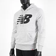 New Balance [AMT81557AG] 男 連帽上衣 經典 LOGO 休閒 舒適 日常 穿搭 紐巴倫 淺灰 M 灰/黑