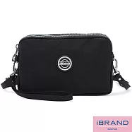 iBrand 輕盈防潑水三層2WAY手提側斜背包- 自信黑