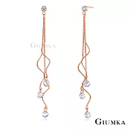 GIUMKA長款耳環耳釘氣質晶鑽波浪流蘇耳飾女 精鍍玫瑰金 MF020054 生日禮物聖誕節送禮推薦 玫金色一對