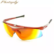 台灣製PHOTOPLY可掀式大聯盟太空防爆鏡片太陽眼鏡(絢麗紅鏡框+IR抗紅外線)