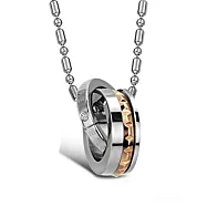 AmaZing 圈住幸福-立體鉚釘切割鈦鋼情侶對鍊 _女款