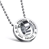 AmaZing 永誌不渝-情意深遠銀白鈦鋼情侶對鍊 (2款任選) _男款