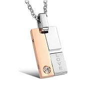 AmaZing 甜蜜摯愛-可轉動晶鑽鈦鋼情侶對鍊 _女款