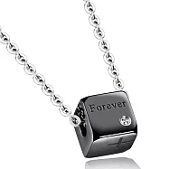 AmaZing 永恆之戀-精美鑲鑽立方體鈦鋼情侶對鍊(GX1064) _男款