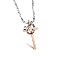 AmaZing 珍愛纏綿-十字架雙環鈦鋼情侶對鍊 _女款