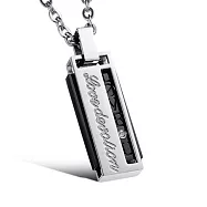 AmaZing 鋼鐵承諾-鑲鑽吊飾鈦鋼情侶對鍊 (2款可選) _男款