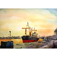 【玲廊滿藝】張偉鈺-新光碼頭夕陽52x38cm