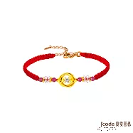 J’code真愛密碼金飾 深情環抱黃金/寶石編織手鍊-紅