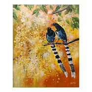 【玲廊滿藝】曾啟文-藍鵲與黃金雨系列-相依相惜91x72.5cm