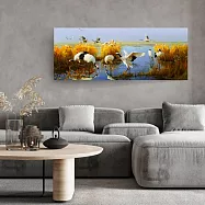 【御畫房】鶴舞 國家一級畫師手繪油畫60×120cm VF-49 (客製商品)