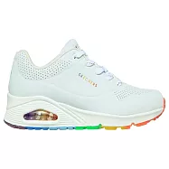 Skechers Uno [155133WHT] 女 休閒鞋 運動 氣墊 支撐 微增高 彩虹大底 舒適 時尚 穿搭 白彩