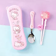 韓國製三麗鷗凱蒂貓 兒童餐具三件組 學習筷 湯匙 攜帶盒 557068