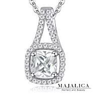 Majalica純銀項鍊925純銀項鏈經典四爪晶鑽女鍊 母親節情人節生日禮物送禮推薦 PN5124 45cm 銀色白鋯