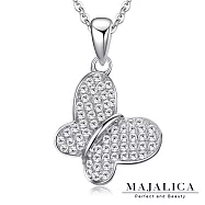 Majalica純銀項鍊S925純銀短項鏈女鍊飛舞世界蝴蝶吊墜短鏈 母親節情人節生日禮物送禮推薦 PN5080 45cm 銀色白鋯