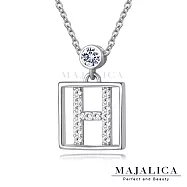 Majalica幾何方形項鍊H鎖骨鍊S925純銀吊墜女短項鍊 點晶系列情人節生日禮物聖誕節送禮推薦 PN8079 45cm 銀色