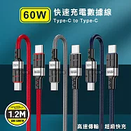KAKUSIGA 60W抗彎折超級快充線 Type-C to Type-C 鋁合金傳輸充電線(1.2M) 灰色