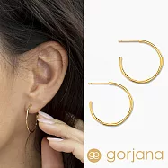 GORJANA 中版C型圓耳環 金色波浪紋 鑲18K金 Taner Small Hoops