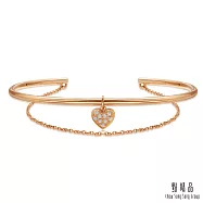 【點睛品】愛情密語 18K玫瑰金簡約心型雙鍊鑽石手環 07