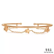 【點睛品】愛情密語 18K玫瑰金簡約五角星雙鍊手環 07